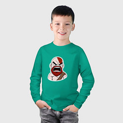 Лонгслив хлопковый детский Яростный мультяшный Кратос, цвет: зеленый — фото 2