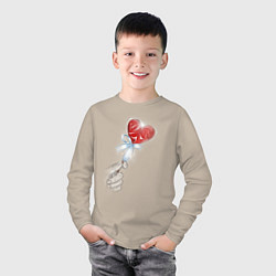 Лонгслив хлопковый детский Леденец сердечко, цвет: миндальный — фото 2