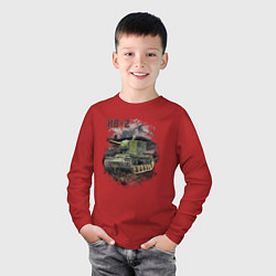 Лонгслив хлопковый детский В бой на КВ-2, цвет: красный — фото 2