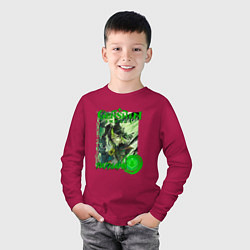 Лонгслив хлопковый детский Тигнари дендро элемент, цвет: маджента — фото 2