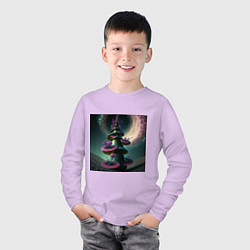 Лонгслив хлопковый детский Космическая клумба, цвет: лаванда — фото 2