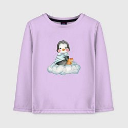 Лонгслив хлопковый детский Пингвин на облаке, цвет: лаванда