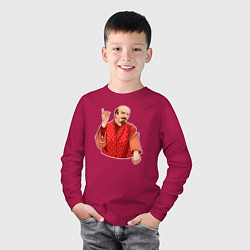 Лонгслив хлопковый детский Ленин в пижаме, цвет: маджента — фото 2