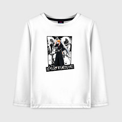 Лонгслив хлопковый детский Ичиго Куросаки на фоне манги, цвет: белый