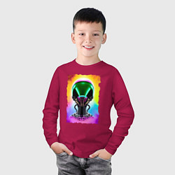 Лонгслив хлопковый детский Пришелец из далёкой галактики - портрет, цвет: маджента — фото 2