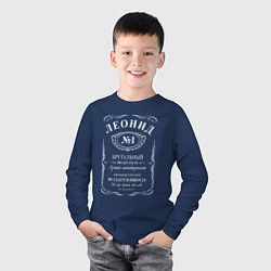 Лонгслив хлопковый детский Леонид в стиле Jack Daniels, цвет: тёмно-синий — фото 2