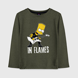 Лонгслив хлопковый детский In Flames Барт Симпсон рокер, цвет: меланж-хаки