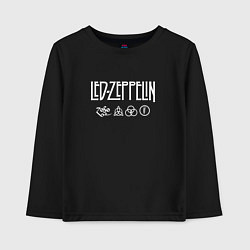 Лонгслив хлопковый детский Led Zeppelin символы, цвет: черный