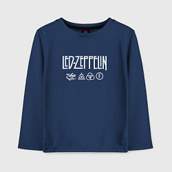 Лонгслив хлопковый детский Led Zeppelin символы, цвет: тёмно-синий