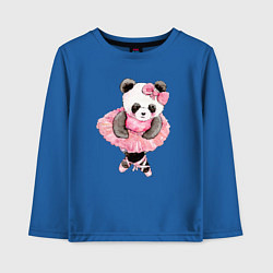 Лонгслив хлопковый детский Милая животная панда балерина акварель, цвет: синий