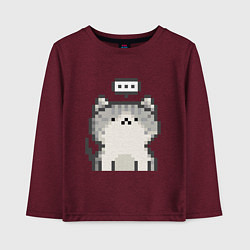 Лонгслив хлопковый детский Pixel Cat V1, цвет: меланж-бордовый