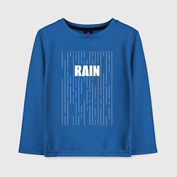 Лонгслив хлопковый детский Надпись rain и линии, цвет: синий