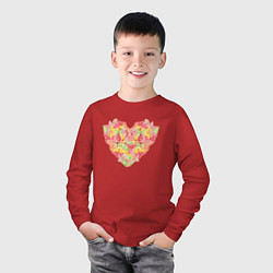 Лонгслив хлопковый детский Нежное сердце бабочки, цвет: красный — фото 2