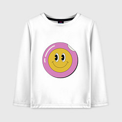 Лонгслив хлопковый детский Счастливый смайлик в стиле retro, цвет: белый