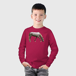 Лонгслив хлопковый детский Креольская лошадь, цвет: маджента — фото 2