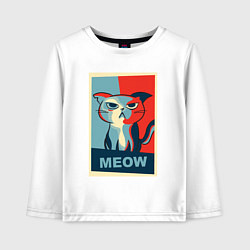 Лонгслив хлопковый детский Meow obey, цвет: белый