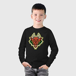 Лонгслив хлопковый детский Дракон Red, цвет: черный — фото 2