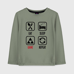 Детский лонгслив Eat - sleep - Zelda - repeat