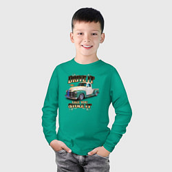 Лонгслив хлопковый детский Классический пикап Chevrolet Thriftmaster, цвет: зеленый — фото 2