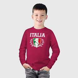 Лонгслив хлопковый детский Italy map, цвет: маджента — фото 2