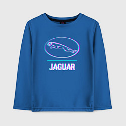 Детский лонгслив Значок Jaguar в стиле glitch