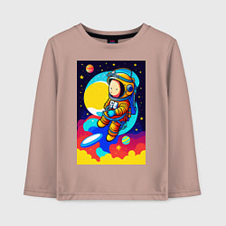 Лонгслив хлопковый детский Маленький космонавт, цвет: пыльно-розовый