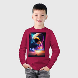 Лонгслив хлопковый детский Астронавт и марсоход, цвет: маджента — фото 2