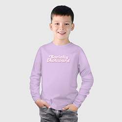 Лонгслив хлопковый детский Socially awkward, цвет: лаванда — фото 2