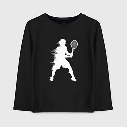 Лонгслив хлопковый детский Белый силуэт теннисиста, цвет: черный