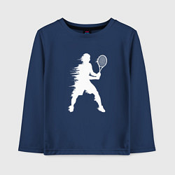 Лонгслив хлопковый детский Белый силуэт теннисиста, цвет: тёмно-синий