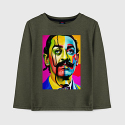 Лонгслив хлопковый детский Salvador Dali, цвет: меланж-хаки
