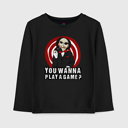 Лонгслив хлопковый детский You wanna play a game, цвет: черный