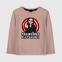 Лонгслив хлопковый детский You wanna play a game, цвет: пыльно-розовый