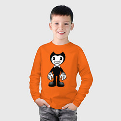 Лонгслив хлопковый детский Бенди чёрно-белая, цвет: оранжевый — фото 2