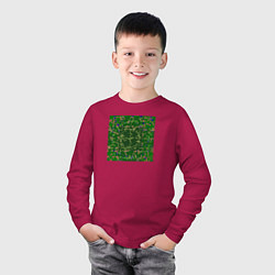 Лонгслив хлопковый детский Мозайка разноцветная, цвет: маджента — фото 2