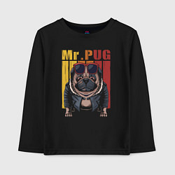 Лонгслив хлопковый детский Mr pug, цвет: черный