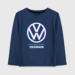 Детский лонгслив Значок Volkswagen в стиле glitch