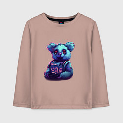 Детский лонгслив Техно-коала в неоновом свете