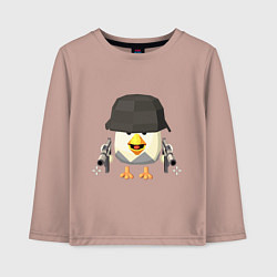 Лонгслив хлопковый детский Chicken Gun в каске, цвет: пыльно-розовый