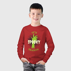 Лонгслив хлопковый детский Its spooky season, цвет: красный — фото 2
