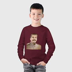 Лонгслив хлопковый детский Товарищ Сталин бюст, цвет: меланж-бордовый — фото 2