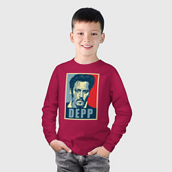 Лонгслив хлопковый детский Depp, цвет: маджента — фото 2