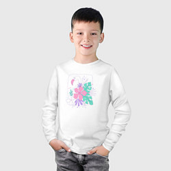 Лонгслив хлопковый детский Фламинго в цветах, цвет: белый — фото 2