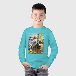 Лонгслив хлопковый детский Кавех Геншин импакт, цвет: бирюзовый — фото 2