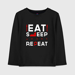 Лонгслив хлопковый детский Надпись eat sleep Quake repeat, цвет: черный