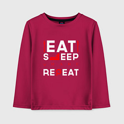 Детский лонгслив Надпись eat sleep Quake repeat