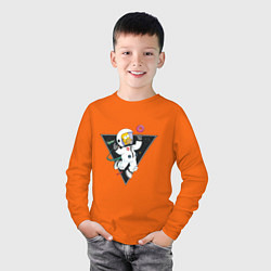 Лонгслив хлопковый детский Гомер в космосе, цвет: оранжевый — фото 2