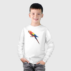 Лонгслив хлопковый детский Одинокий сине-красный попугай, цвет: белый — фото 2