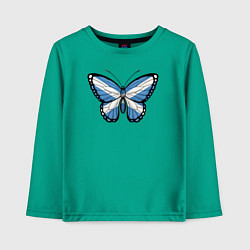 Лонгслив хлопковый детский Шотландия бабочка, цвет: зеленый