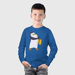 Лонгслив хлопковый детский Пингвин играет на инструменте, цвет: синий — фото 2